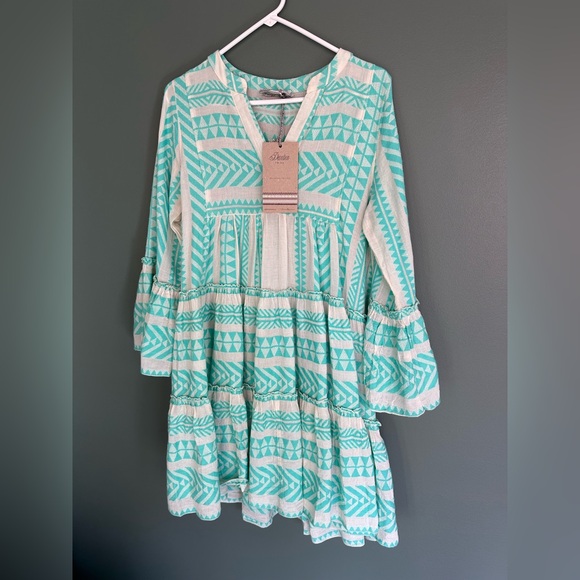 Devotion Twins Embroidered Ella Tunic Dress Green Size XS NWT - Picture 5 of 9